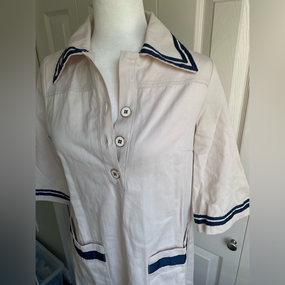New Pomander Place Gardenia Hart Shirt Cream and Navy Sailor Cotton Dress - Picture 7 of 12